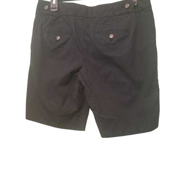 Gap Flat Front Bermuda Black Cotton Blend Shorts Sz 4 - Picture 2 of 7